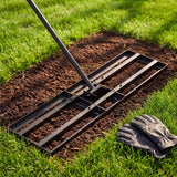 Lawn Leveling Rake - 30x10 Leveling Rake for Soil, Heavy Duty Yard Leveling Rake with 6.5FT Extra Long Handle, 2mm Thickened Stainless Steel Lawn Leveler, Landscape Tool for Dirt and Sand, with Gloves