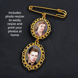 Wedding Bouquet Memorial Remembrance Photo Charm Gold Holds 2 Pictures