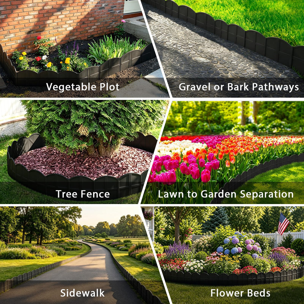 Vashly 20Ft Garden Edging 5.9 in Tall Landscape Edging 20 Pcs Garden Border
