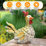 Wiresusan Outdoor Farmhouse Funny Chicken Statues Garden Cute Chicken Decorations Resin Animal Figurines Hen Yard Art Sculpture for Farm, Garden, Patio, Lawn, Outside Home Hen Decor