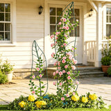 Garden Trellis Plant Support Trellis Green Leaf Trellis Garden Decoration for Climbing Vines Floral Metal Trellis Set of 2（Green）