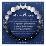 Moon Phase Moonstone Bracelet, Moon Jewelry Crystal Healing Gifts for Women