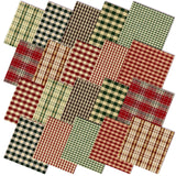 Hahafelt 10 Pcs Christmas Fabric Bundles Vintage 20 x 20 Inch Christmas Plaid Stripe Fat Quarters Holiday Squares Sewing Fabrics Precut Quilting Patchwork for Xmas DIY Handmade Crafting