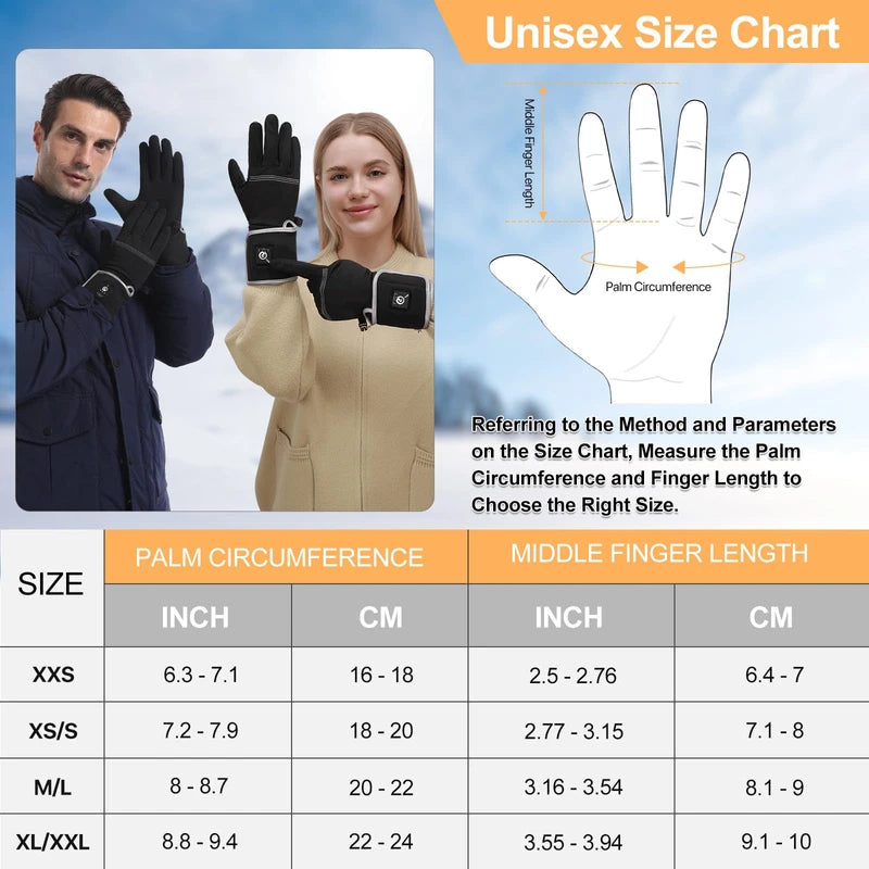 BARCHI Heated Gloves for Men and Women, Rechargeable Heated Gloves, Electric Hand Warmers, Suitable for Winter Riding, Cycling, Skiing, Running, Work, etc.