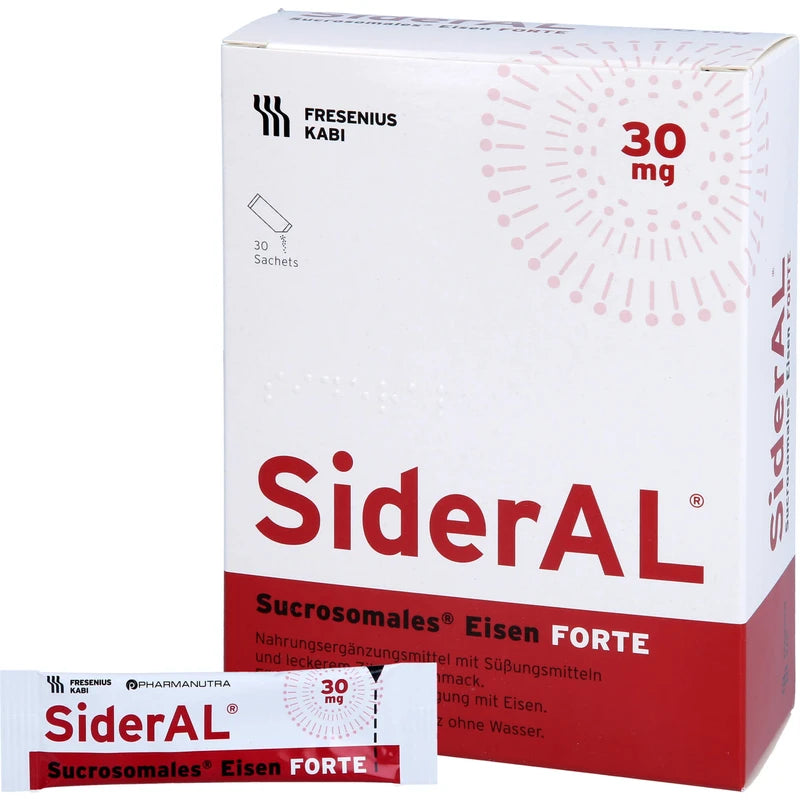 SiderAL® Eisen Forte 30 mg – Nahrungsergänzungsmittel mit sucrosomalem Eisen & Vitamin C – 30 Sachets – Hersteller: Fresenius Kabi Deutschland GmbH