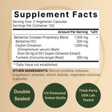 NatureBell 2 Pack Berberine Supplement 1500mg, 480 Veggie Capsules | Plus 1000mg True Ceylon Cinnamon & 300mg Turmeric – 97% Berberine HCL – Plant-Based, Vegan, Non-GMO