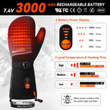 Heated Mittens Gloves for Women Men 3000mAh Electric Rechargeable Waterproof Ski Gloves for Winter Work Skiing Snowboarding Hiking Fishing Camping(L)