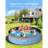 Meowant Extra Large Dog Pool Foldable 97'', Hard Plastic Dog Swimming Pool Kiddie Pool, Collapsible Dog Pet Bath Pool, Portable Deep Dog Pools for Large Dogs (5XL-97'' × 16'')