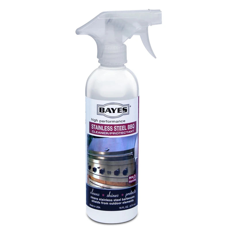 Bayes High-Performance Stainless Steel BBQ Cleaner, Polish, and Protectant - Cleans, Shines and Protects Exterior Stainless Steel Barbecue Surfaces, Shields from Outdoor Elements - 16 oz