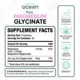 Glicinato de magnesio puro con zinc, suplemento de magnesio quelado de máxima resistencia para mujeres y hombres para calambres musculares y apoyo para el sueño, 90 cápsulas