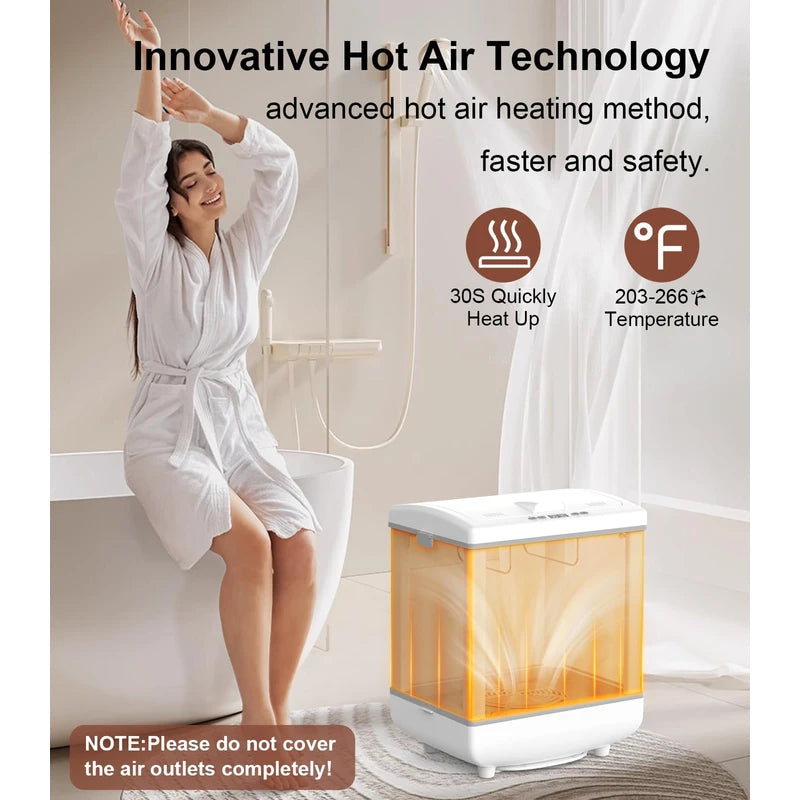 Towel Warmer, 35L Large Folding Heated Towel Warmer for Bathroom, Heating & Drying Modes, Timer Function, LED Display, Built-in Hooks, Fits Up to Two 70"X80" Oversized Towels, Large Blankets, Bathrobe