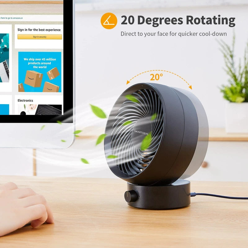SmartDevil USB Fan, Mini Fan, Small Quiet Table Fan, Stepless Speed 20° Adjustment, USB Desk Fan, Low Noise, USB Fan Easy to Carry, for Office, Home (Black)