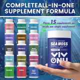 VIVONU Seamoss Ashwagandha - 60 Count - Seamoss 7000mg,Ashwagandha 2000mg, Black Seed Oil 4000mg, Turmeric 2000mg, Burdock Root 2000mg, All in 1 Supplements