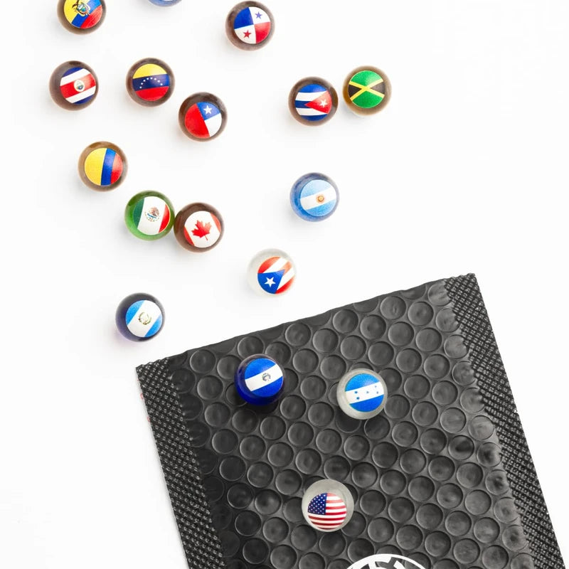 MARBLEFLAGS 3 Packs Marbles with Country Flags | 10 Random Flags Per Pack | Small World Collection