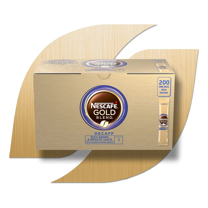 NESCAFE Gold Blend Decaf Instant Coffee Sachets - 200 x 1.8g Sticks
