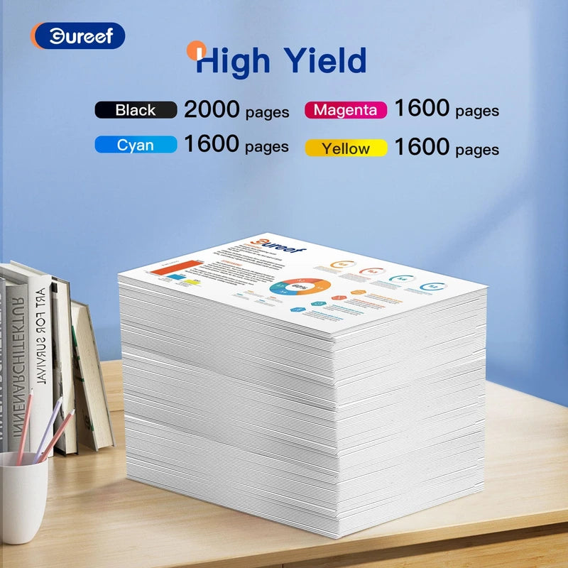 Gureef 953XL Ink Cartridges Multipack for HP 953 for HP 953XL Ink Cartridges for HP Officejet Pro 7720 7740 8710 8715 8720 8730 8210 8716 8719 7730 8218 8718 8725 8728 8740 (Black Cyan Magenta Yellow)