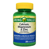 Spring Valley Calcium, Magnesium & Zinc Plus Vitamin D3 Coated Caplets, 250 Ct