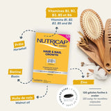 NUTRISANTÉ Nutricap Expert Hair & Nail Growth - Made In Canada - Biotin, Walnut Oil, Vitamin B3 - Hair Growth, Strengthens Nails - 2 Months Treatment - 120 softgels