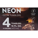 Serv 16 Oz 4 Colors Serv Neon Glow Tumblers For Cold Drinks Glow Sticks NEW 4 PacK