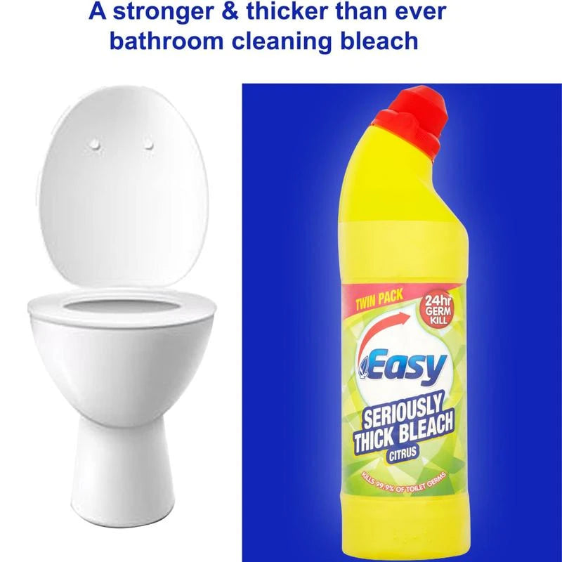 Easy Seriously Thick Bleach Citrus -750ml, (Case of 12)  Extended Germ remover - Long Lasting Protection - Bathroom Toilet Surface Cleaner - Prevent Limescale Household Cleaning