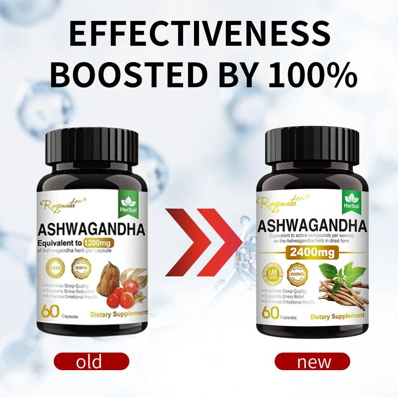 ROYAVITA 【Enhanced Potency】Royavita Ashwagandha 2400mg with Black Pepper Extract | Support Sleep Aid & Athletic Performance, Organic Vitamin B6 & B12, Dietary Supplement for Men & Women-7 - Specification: 2 bottle of 120 Capsules