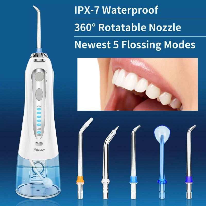 Oral-B Oral B Cordless Water Flosser Dental Oral Irrigator Teeth Cleaner Floss 5 Tip - DIY Version White-5 Nozzles