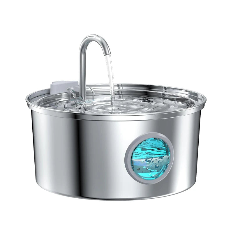 FOFNON Cat Water Fountain Stainless Steel - Dog Automatic Waterer Bowl - Auto Pet Di...