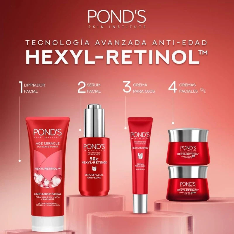 POND'S Sérum Facial 50x Age Miracle con Hexyl-Retinol Anti-edad, 30mL