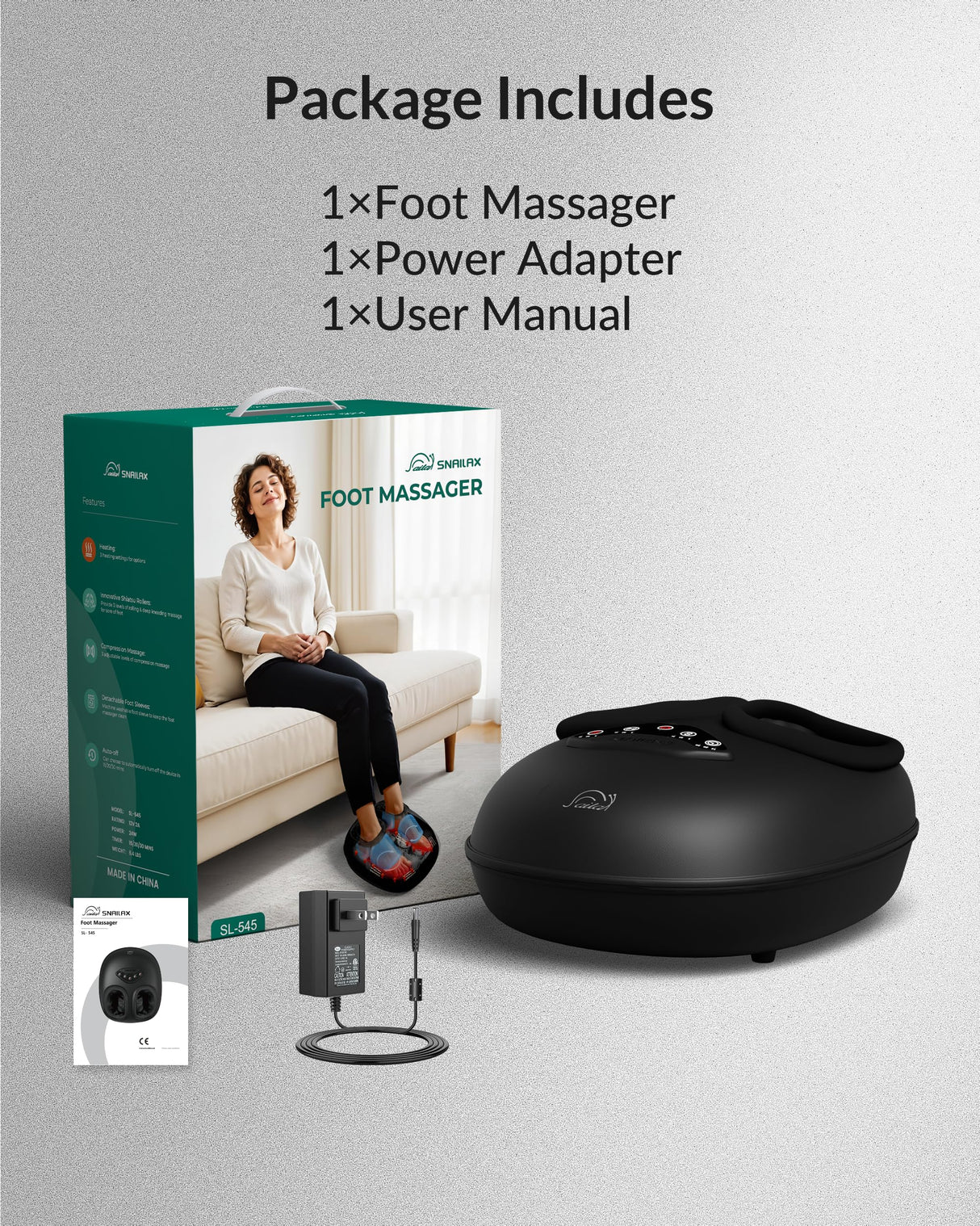 Snailax Shiatsu Foot Massager with Heat, Deep Kneading Rolling Compression Feet Massager for Plantar Fasciitis Neuropathy, 3 Heating Levels,3 Timer Option Fits Size up to 14“ Gifts for Men,Women