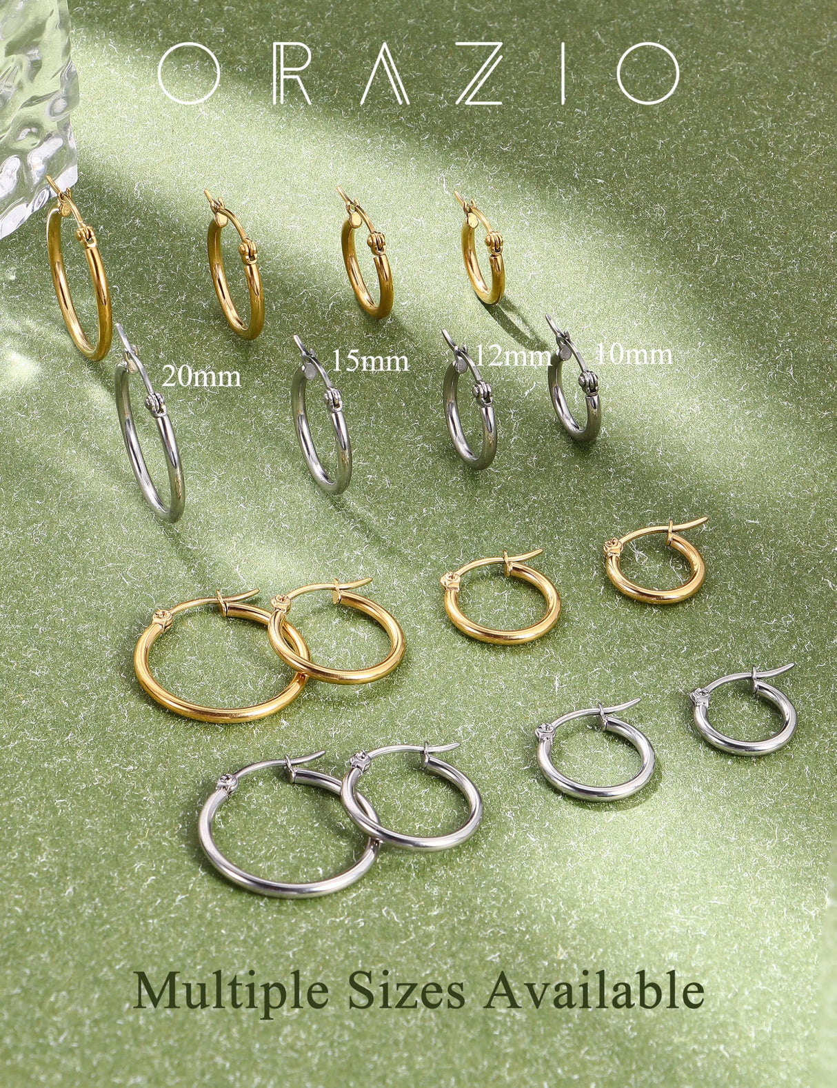 ORAZIO Stainless Steel Hoop Earrings Set Huggie Earring Stacks Women