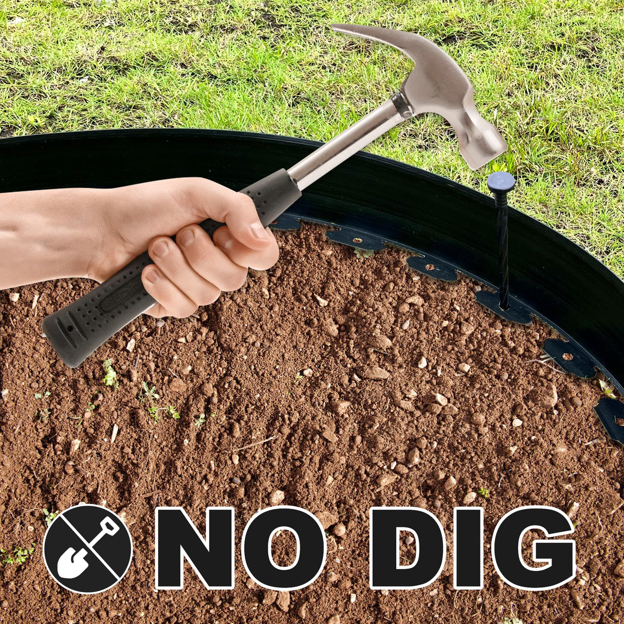 LXS Landscape Edging No Dig [Extra 4 inch Tall] 33FT Garden Edging with 30 Spikes, Landscape Edging Border for Landscaping, Lawn, Flower Beds, Grass, Yard (4inch 33ft)