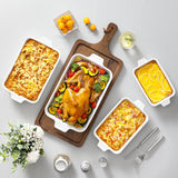 MALACASA Casserole Dishes for Oven, Ceramic Baking Dishes Set of 4, White