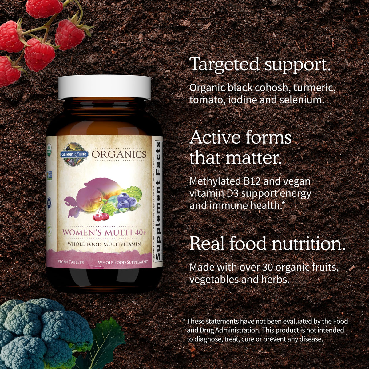 Garden of Life Organics Women 40+ Multivitamin, Vegan, 120 Tablets