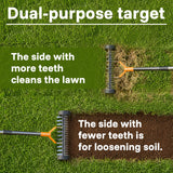 Thatch Rake 15 Inch with Wheels for Lawn Dethatching