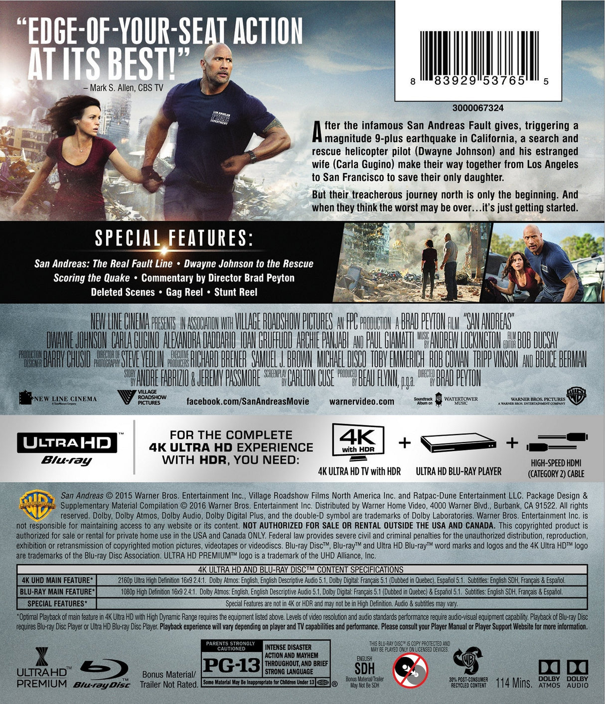 San Andreas [4K Ultra HD + Blu-ray + Digital HD] [4K UHD]