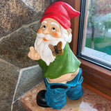 Mood Lab Garden Gnome - Pants Down Gnome with Middle Finger - 9.3 Inch Tall Outdoor or Indoor Decor
