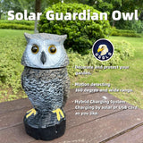 Ugold Solar Powered Garden Owl with Motion Detection, Rotating Head, Realistic Hoots and Silent Mode, Outdoor Statue and Sculpture, Owl Decoration for Home, Garden, Patio and Lawn