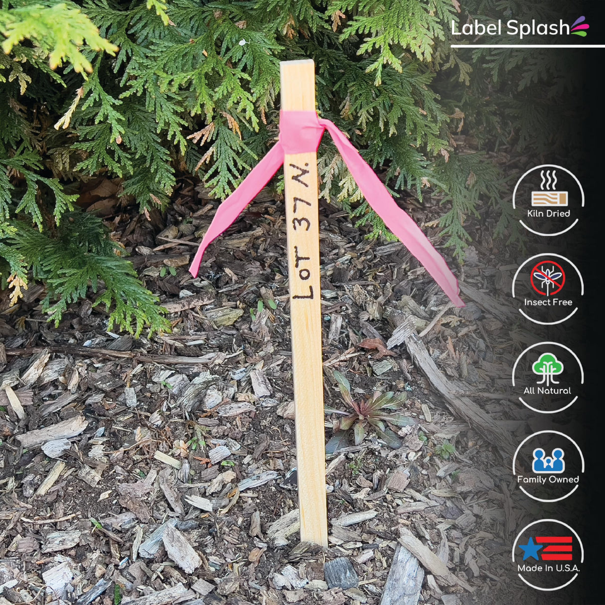 25 Pack Wooden Garden Stakes, 17.5" Long x 3/4" Wide, Made in USA Pine Plant Markers, Chisel Point Yard Stakes for Gardening, Landscaping, Row Labels, Signs & Crafts