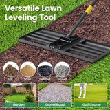 Lawn Leveling Rake - Heavy Duty 30" x 10" Lawn Leveler,Anti-Flip Edge, Adjustable 6FT Handle, Folding Plate for Yard, Soil, Sand, Topsoil,Gravel - Garden Ground Top Dressing,Landscaping tool