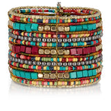 SPUNKYsoul Boho Cuff Bracelets, Women Adjustable Stackable Beaded Accessory