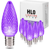 HLO Lighting Set of 25 Purple c9 Faceted LED Christmas Light Bulbs for Indoor & Outdoor Use | Durable Replacement Bulb