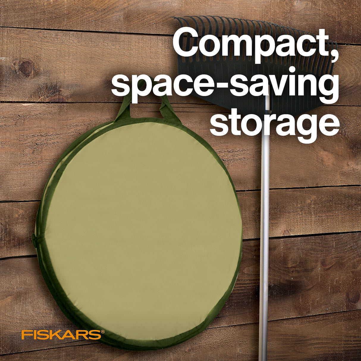 Fiskars Kangaroo Collapsible Spring Up Garden Bag for Yard Waste, Grass, Branches & Weeds, Tear & Mildew Resistant Vinyl-Coated Polyester, Folds Flat to 3 Inches for Space-Saving Storage, 30 Gallon