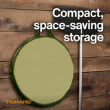 Fiskars Kangaroo Collapsible Spring Up Garden Bag for Yard Waste, Grass, Branches & Weeds, Tear & Mildew Resistant Vinyl-Coated Polyester, Folds Flat to 3 Inches for Space-Saving Storage, 30 Gallon