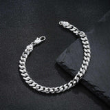 HIMSTORY Silver Bracelet for Men, 7mm 925 Sterling Silver Cuban Link Bracelet Diamond Cut Silver Bracelets Jewelry Gifts for Boyfriend Husband(8.5 Inches)