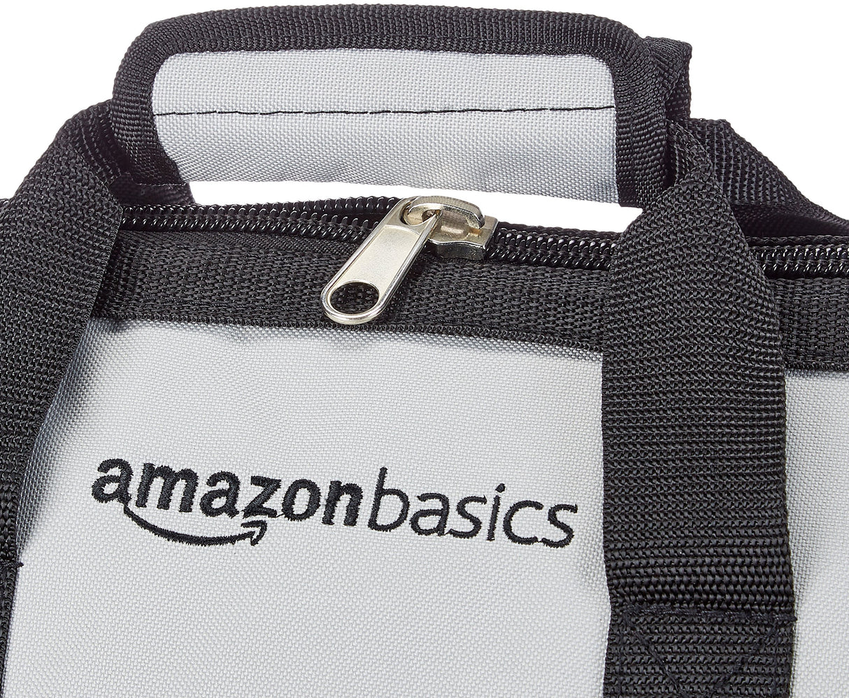 Amazon Basics Durable Wear-Resistant Tool Storage Bag with Adjustable Shoulder Strap,Portable Tool Organizer,16 in,Black & Grey,(Pack of 8)