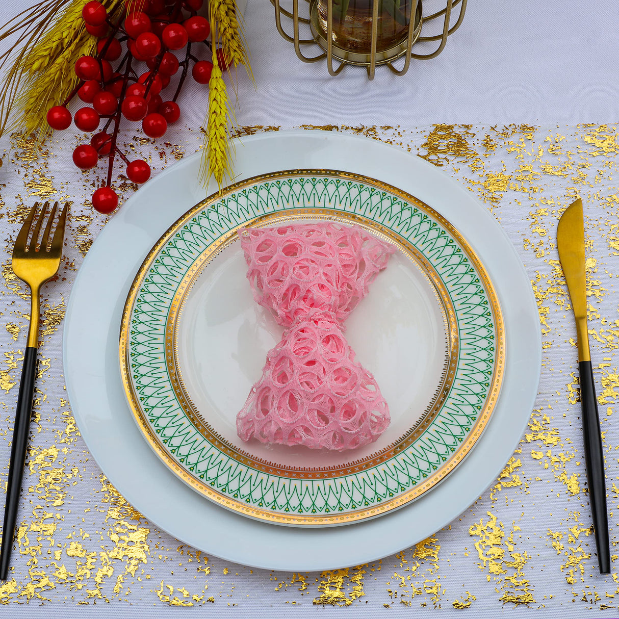 Snowkingdom Glitter Metallic Gold Table Runner 11 Inch x 100 Feet Thin Mesh Sparkle Runner Roll Table Decorations for Wedding Bridal Shower, Baby Shower, Christmas, Birthday Party