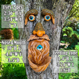 Mood Lab Tree Face Decor with Blue Bird Accent - Outdoor Old Man Face Decoration - Tree Garden Hugger - Yard Art Statue