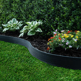 EasyFlex 4 Inch No Dig Landscape Edging Kit, 75 Foot Black Plastic Edging Coil with 64 Spiral Anchoring Spikes for Gardening Edging, Separating Yard Areas, and Flower Bed Borders