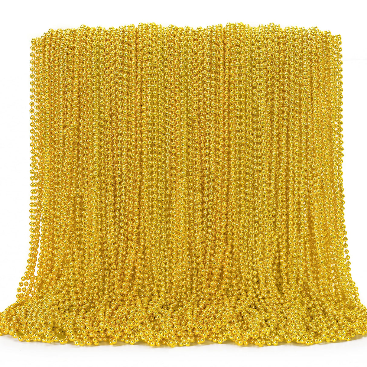 144PCS Mardi Gras Beads, Gold Bead Necklace Christmas Stuff, 33" Mardi Gras Beads Necklace Costume Bulk, Festival Parade Throw Accessories for Christmas Mardi Gras Wedding Birthday Party Supplies