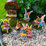 Mood Lab Fairy Garden Figurines - Reading Fairies Set (6 pcs) - Miniature Decorative Statues & Accessories - Outdoor & Indoor Garden Decor